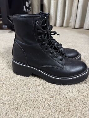 Madden Girl Black Lace-Up Platform Combat Boots